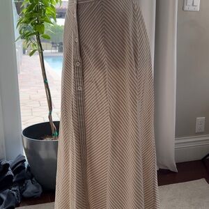 Max Studio Cream Pleated A-Line Maxi Skirt